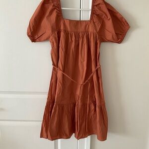 Mango Terracotta Puff Sleeve Dress